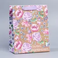 Пакет подарочный крафтовый, упаковка, &laquo;8 марта&raquo;, MS 23 х 18 х 10 см