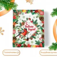 Пакет "Снегирь", полиэтиленовый с вырубной ручкой, 47х40 см.