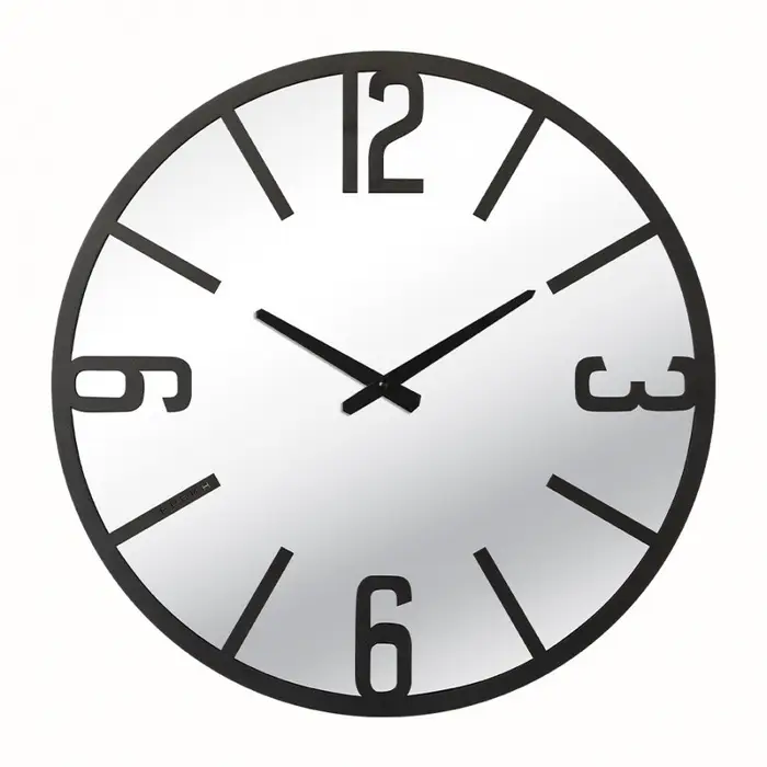 Часы настенные, интерьерные, бесшумные, d-50 см, зеркало, черные