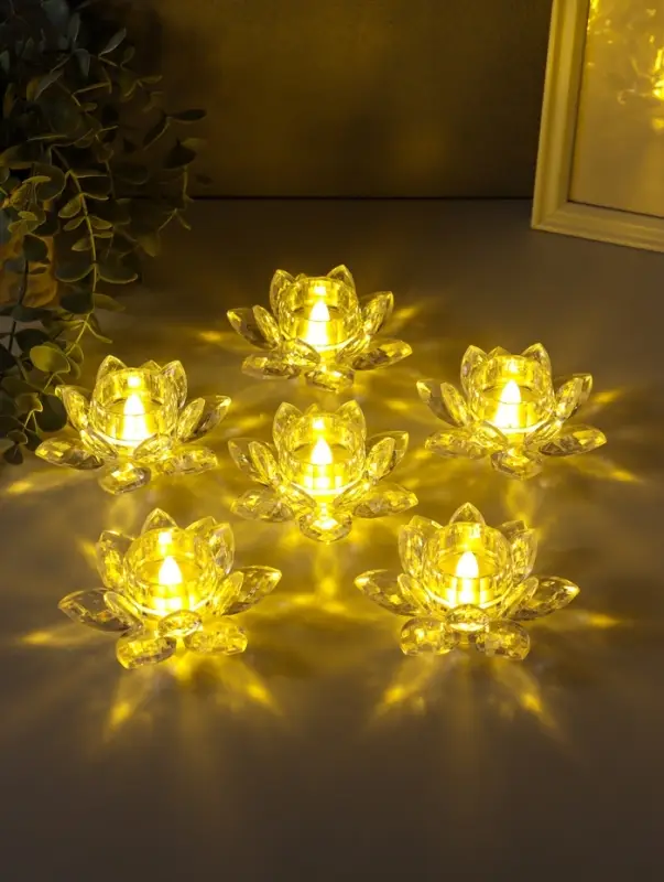 Светодиодная свеча LED "Свеча в лотосе" 3хLR1130, прозрачный 10,5х10,5х4,5 см