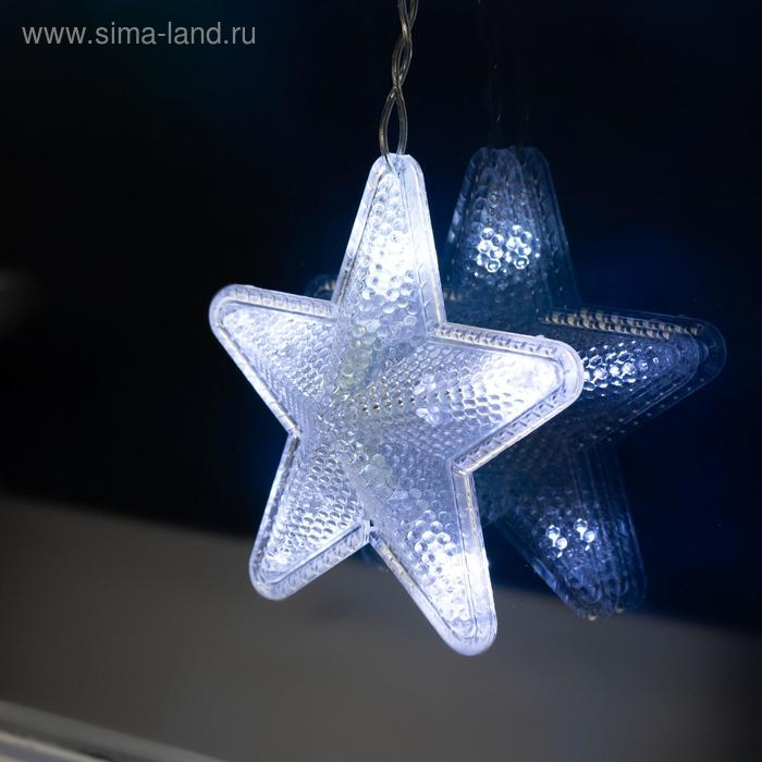 Гирлянда &laquo;Бахрома&raquo; 2.4 &times; 0.9 м с насадками &laquo;Звёздочки&raquo;, IP20, прозрачная нить, 186 LED, свечение белое, 8 режимов, 220 В