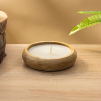 Свеча в деревянной чаше, парафин и соевый воск 12,5х12,5х2,5 см