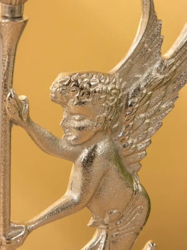 Подсвченик "Ангел мира с факелом" алюминий 35 см