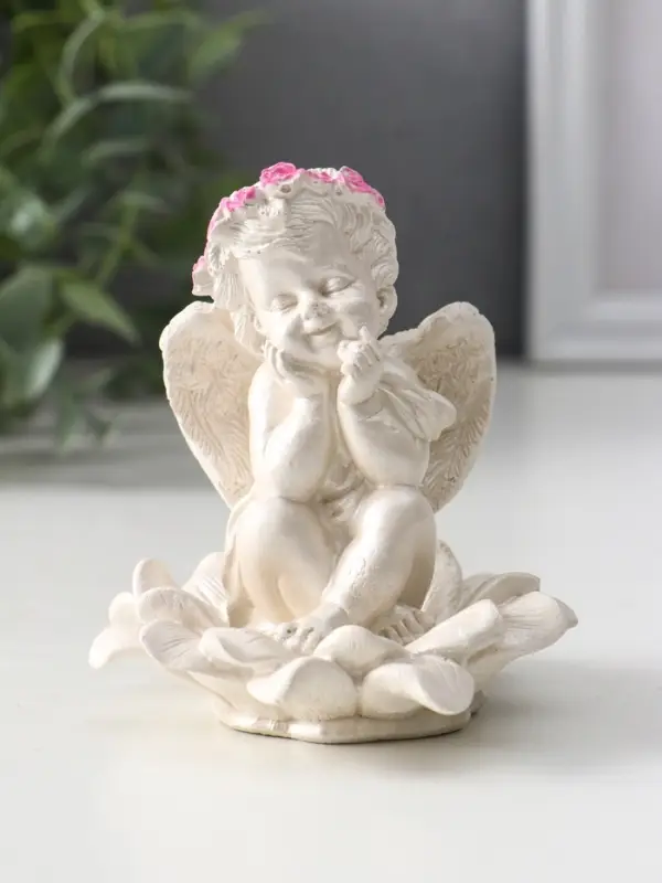 Фигура &laquo;Ангел на цветке&raquo;, 8.5&times;7.5&times;7 см, перламутр