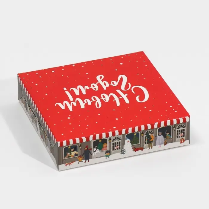 Коробка складная &laquo;Новогодний городок&raquo;, 14 х 14 х 3.5 см