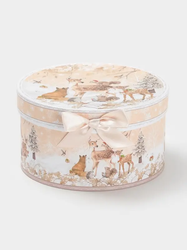 Чайная пара новогодняя &laquo;Лесное чудо&raquo;, 2 предмета: чашка 180 мл, блюдце d=15 см, керамика, подарочная упаковка, бежевая