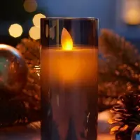 Светодиодная свеча "Серебристая" 12х5.5 см, AAx2 (не в компл.), Т/БЕЛЫЙ