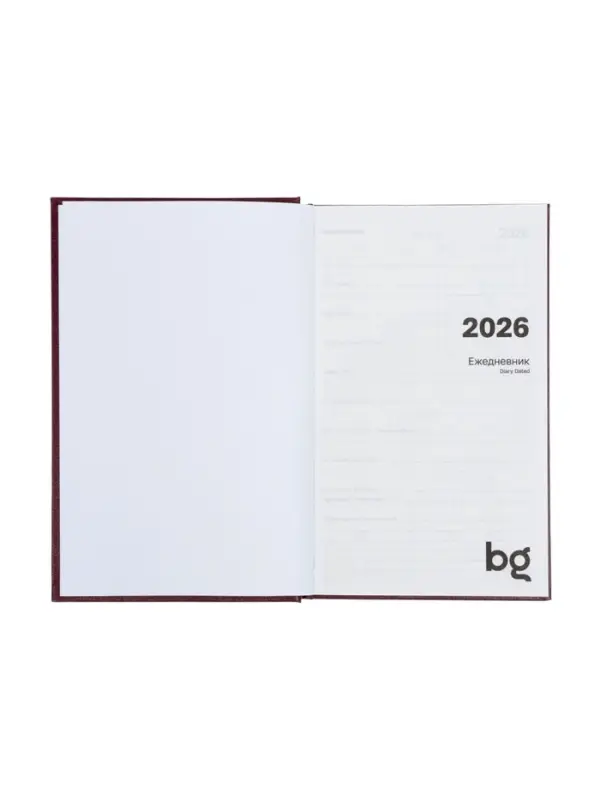 Ежедневник датир 2026г А5 168л б/вин, Бордо