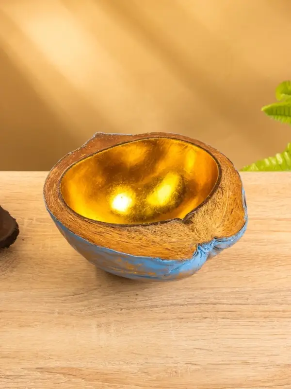 Чаша из кокоса, 22&times;19&times;10 см, сине-золотая