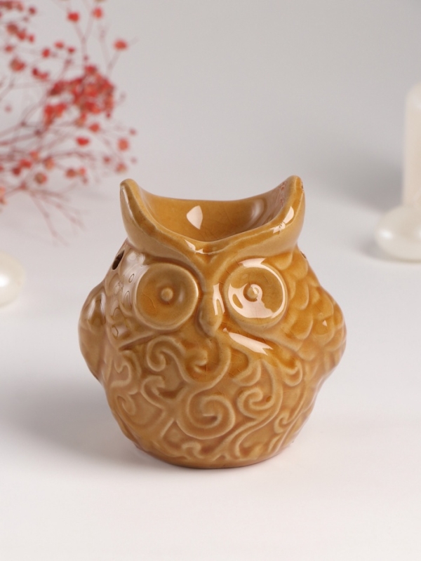 Аромалампа керамика "Ушастая сова" тёмный беж 6,5х11х10,7 см