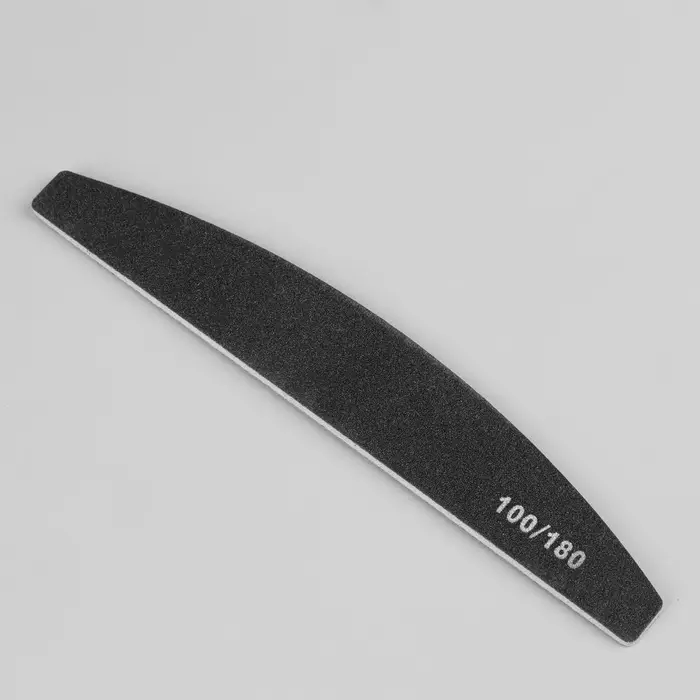 Пилка для ногтей, лодочка, 100/180 грит, 18 см, фасовка 20 шт., чёрная