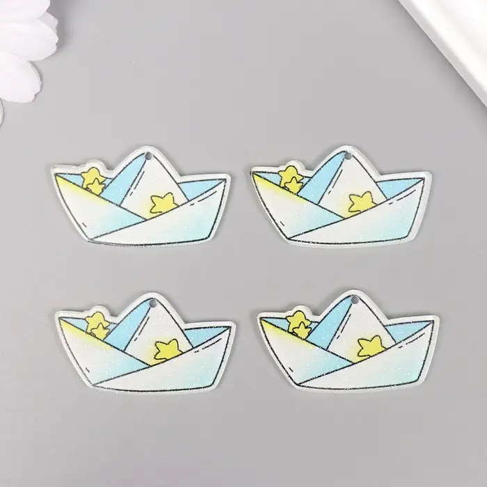 Декор для творчества акрил двусторонний "Бумажный кораблик" блеск 3,4х2,9х0,2 см