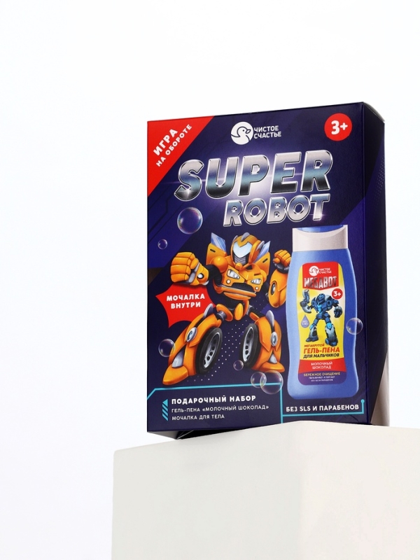 Набор детский "SUPER ROBOT", гель-пена 250 мл, мочалка 25 гр