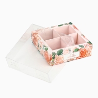 Коробка под 4 конфеты с ячейками &laquo;Для тебя&raquo;, 10 х 10 х 3 см