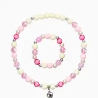 Набор детский &laquo;Выбражулька&raquo; 2 предмета: бусы, браслет d=6 см. сердце, фиолетовый в серебре