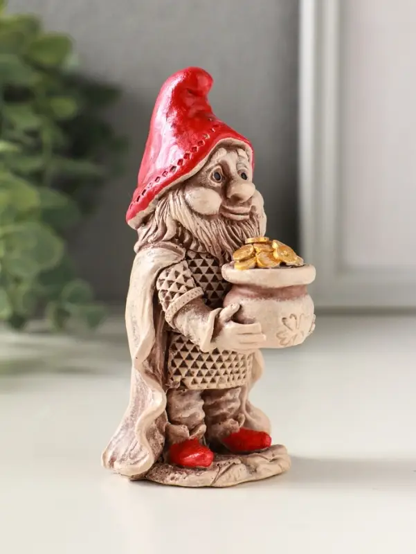 Фигурка гипс &laquo;Гном с мешком монет&raquo;, 11&times;6 см, роспись, слоновая кость