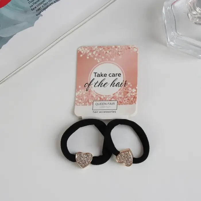 Резинка для волос "Блестящая сказка" (набор 2 шт) сердце, 4,5 см