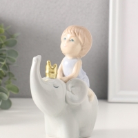 Фигурка керамика &laquo;Малыш на слоне&raquo;, 4.5&times;10.5&times;13 см