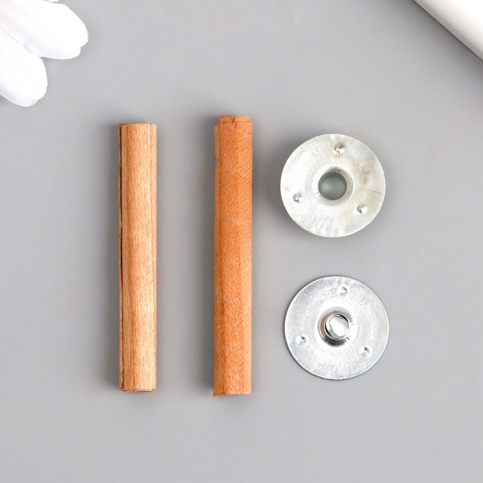 Фитиль для свечи дерево с металлическим держателем круглый набор 2 шт 0,6х5 см
