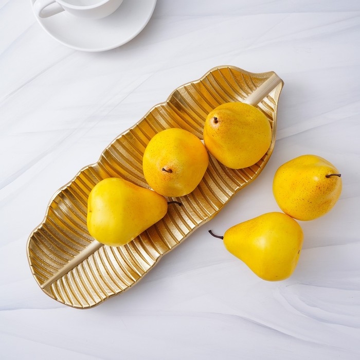 Блюдо для фруктов Доляна &laquo;Золотой лист&raquo;, 35&times;14 см, цвет золотой