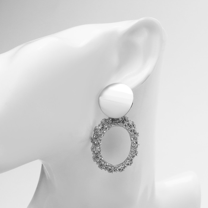 Серьги металл &laquo;Эврика&raquo; овальные, цвет серебро