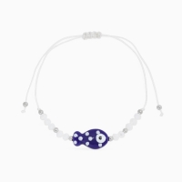 Браслет &laquo;Рыбка&raquo; на нити, белый в серебре