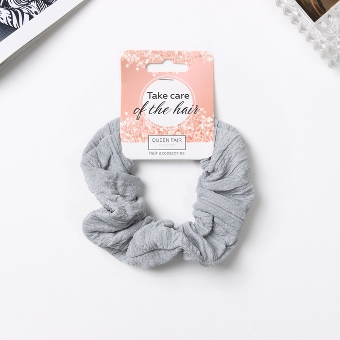 Резинка для волос "Орбита" классик жатка полосы, 10 см, серый