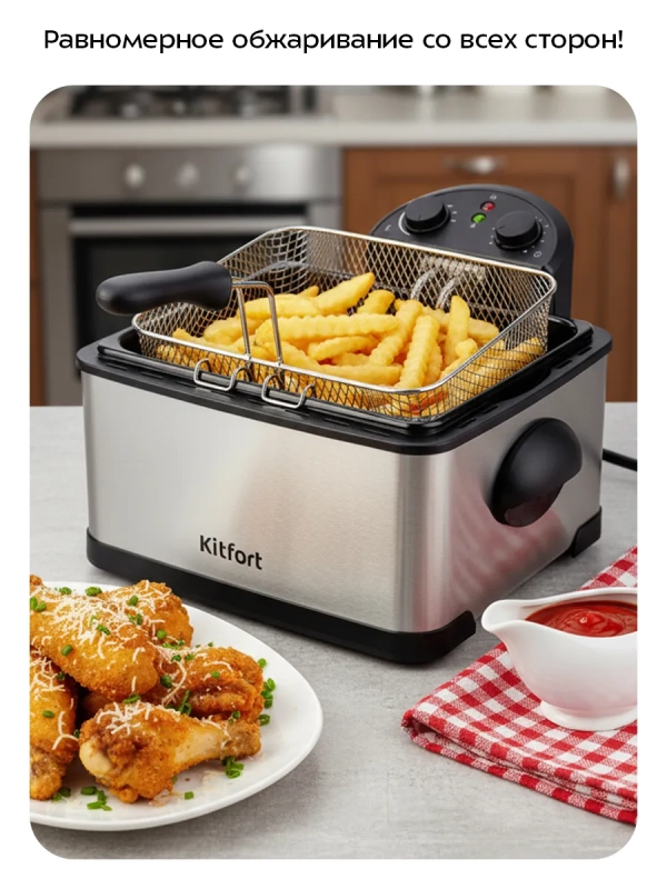 Фритюрница электрическая со съемной чашей КТ-6538 - 2000 Вт