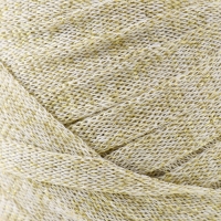 Трикотажная пряжа "Риббон" с люрексом 85м/170&plusmn;5 гр (Белый, люрекс: Золото)