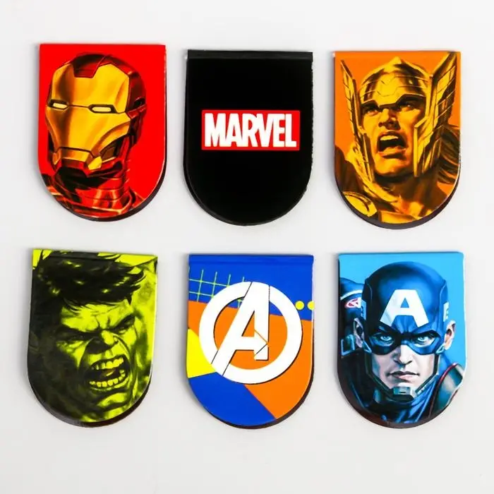 Магнитные закладки для книг, 6 шт. на открытке &laquo;Супергерои&raquo;, Мстители