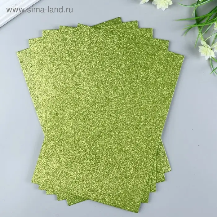 Фоамиран глиттерный Magic 4 Hobby 2 мм  цв. светло-зеленый, 20х30 см