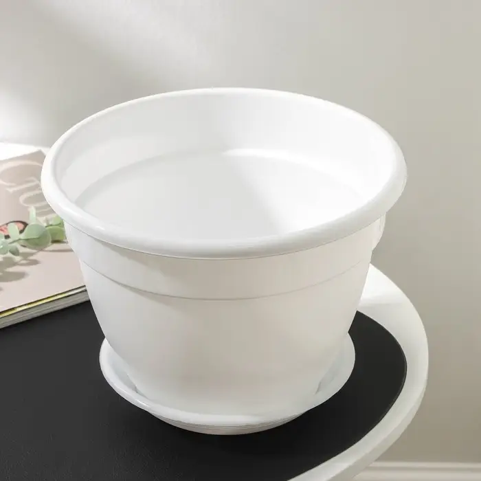 Горшок для цветов с поддоном &laquo;Антик&raquo;, 3,6 л, d=22 см, цвет белый