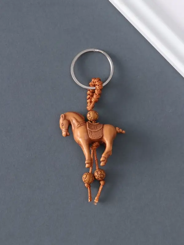 Брелок пластик, текстиль "Конь" под дерево 3,7х4,3х1,2 см