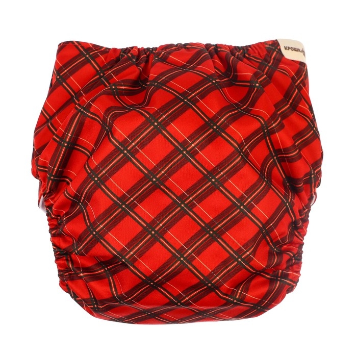Многоразовый подгузник &laquo;Новогодняя клетка&raquo;, 0-36 мес., цвет красный, подарочная упаковка, Крошка Я