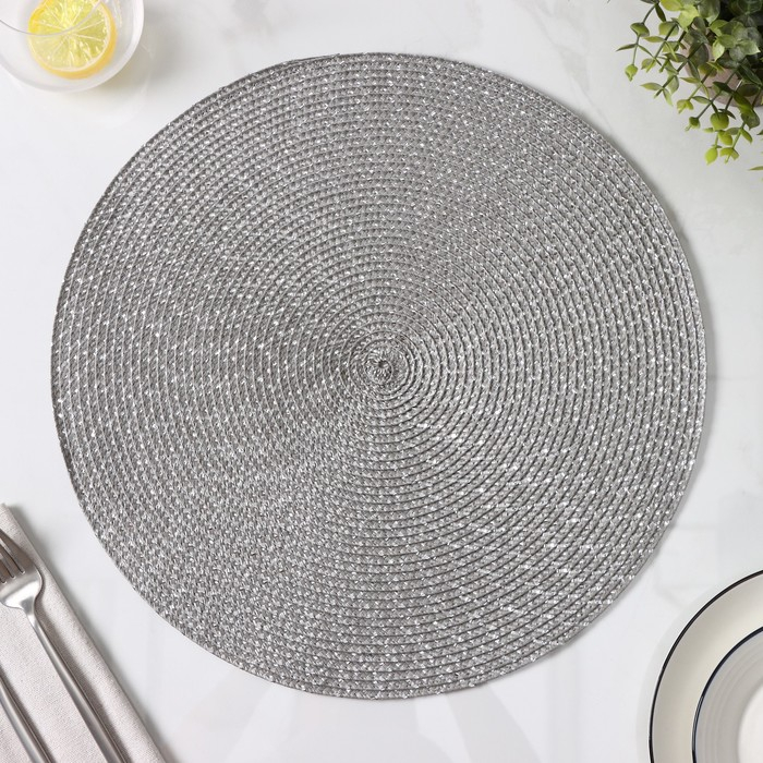 Салфетки сервировочные на стол Доляна &laquo;Рэй&raquo;, 4 шт, d=38 см, цвет серый