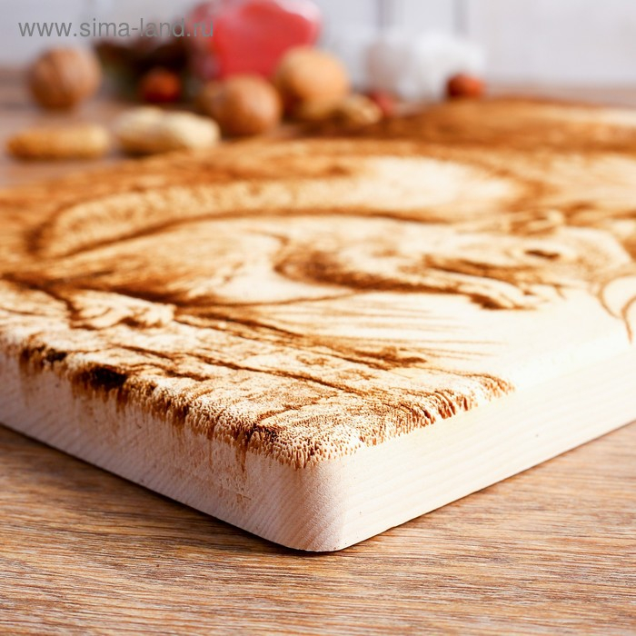 Доска из массива кедра &laquo;Белка с орешками&raquo;, большая, прямоугольная, 23 &times; 35 см