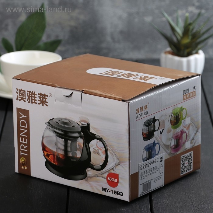 Чайник заварочный &laquo;Бетти&raquo;, 800 мл, с ситечком, цвет черный