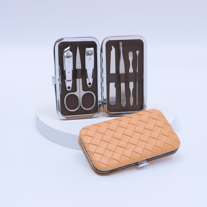 Набор маникюрный &laquo;Плетёнка&raquo;, 7 предметов, в футляре, цвет МИКС