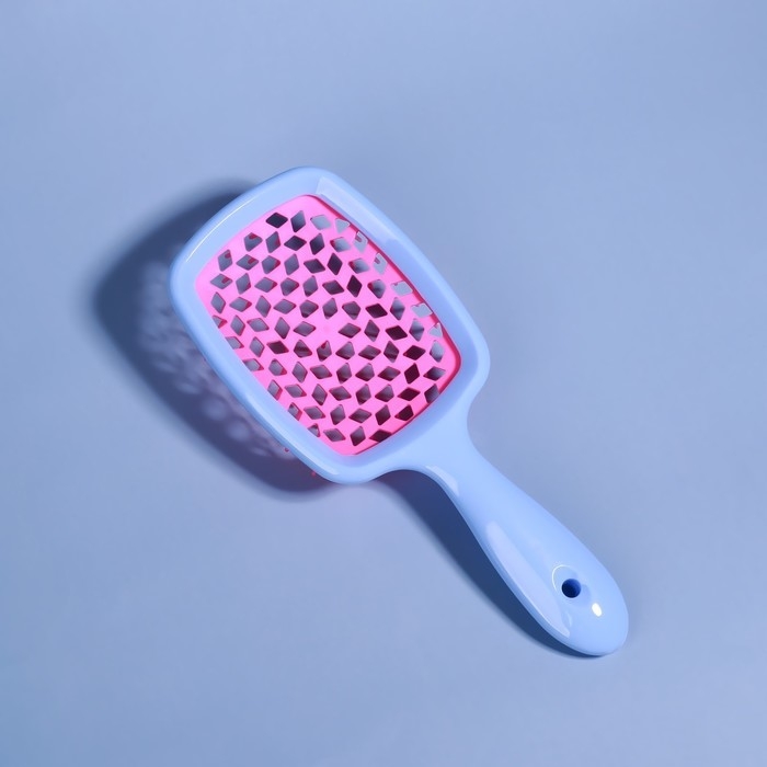 Расчёска массажная, широкая, вентилируемая, 8,5 &times; 20,5 см, PVC коробка, цвет голубой/розовый