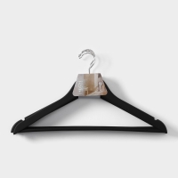 Плечики - вешалки для одежды LaDо́m Soft-Touch, 44,5&times;1,2&times;23 см, 3 шт, деревянные, с перекладиной, широкие плечики, цвет чёрный