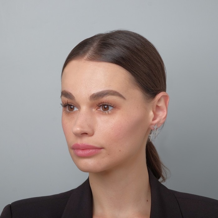 Серьги из металла &laquo;Три звёзды&raquo;, цвет серебро