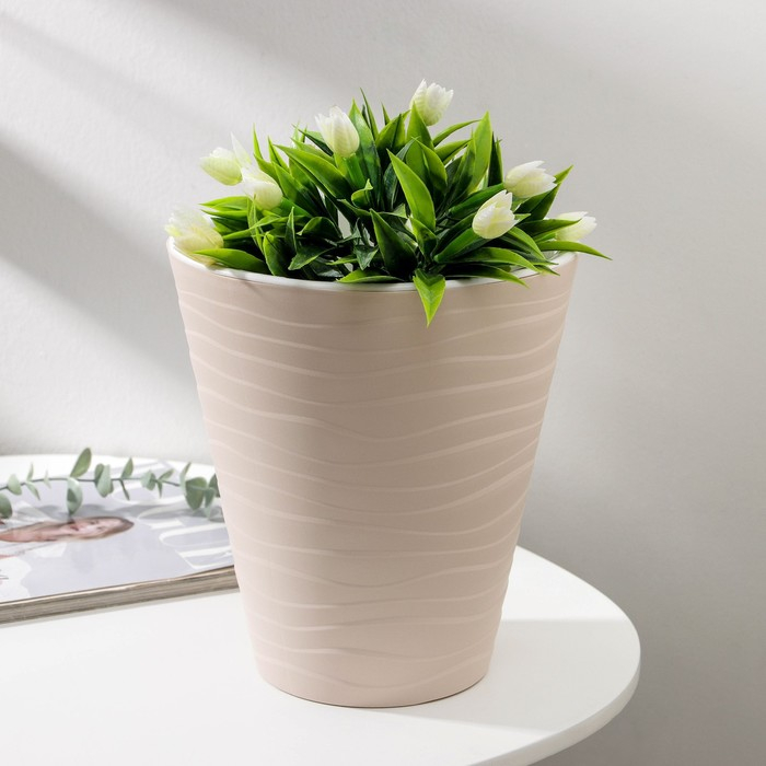 Кашпо для цветов со вставкой &laquo;Валенсия&raquo;, 5,2 л, цвет жемчужный