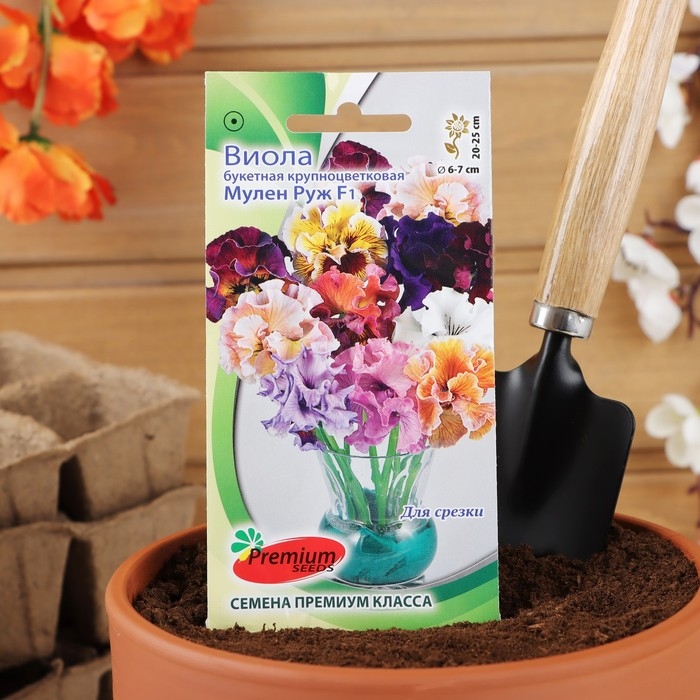 Семена цветов Виолла букетная крупноцветковая Семена цветов Виолла букетная крупноцветковая "Мулен Руж" F1