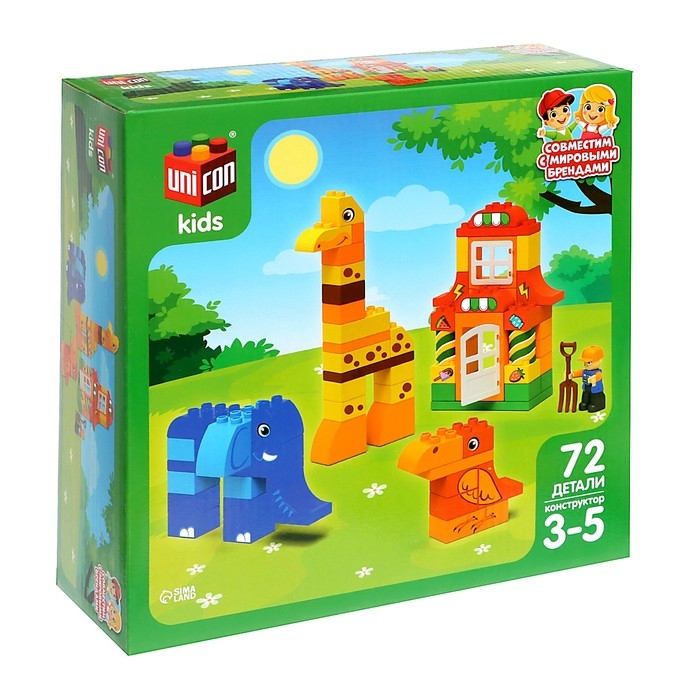 Конструктор &laquo;Зверята&raquo;, 72 детали