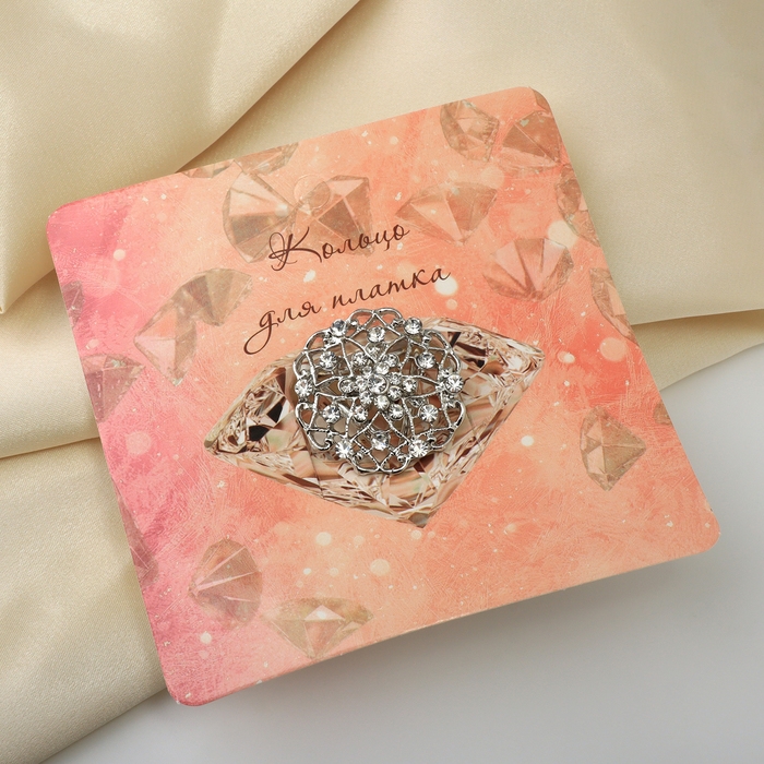 Кольцо для платка &laquo;Ажур&raquo; цветы, цвет белый в серебре