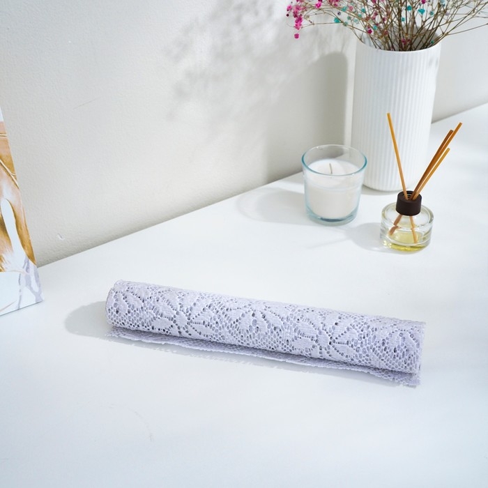 Коврик противоскользящий Доляна &laquo;Цветы&raquo;, 30&times;100 см, цвет белый