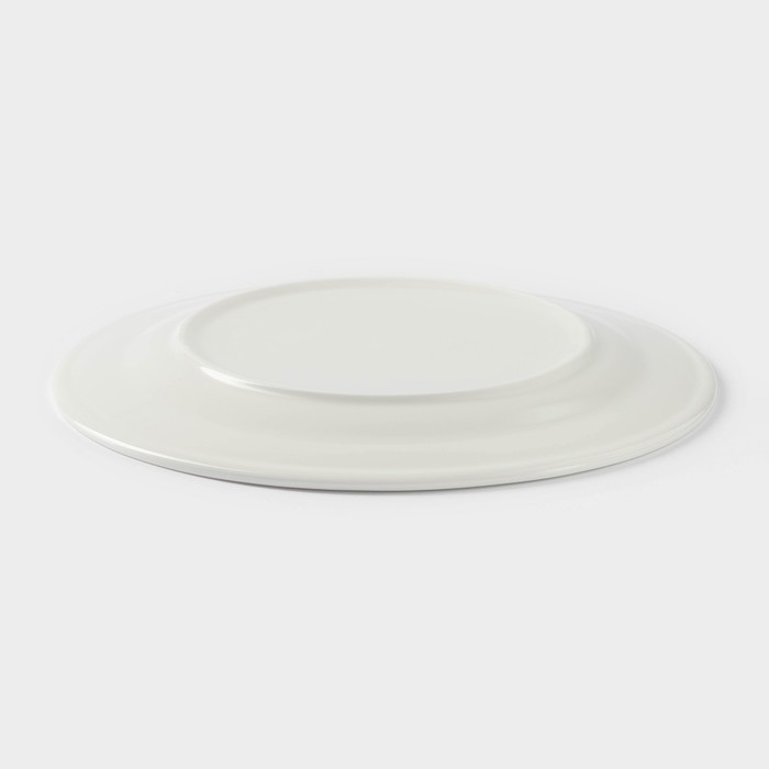 Тарелка фарфоровая обеденная с утолщённым краем Доляна White Label, 300 мл, d=22,9 см, цвет белый