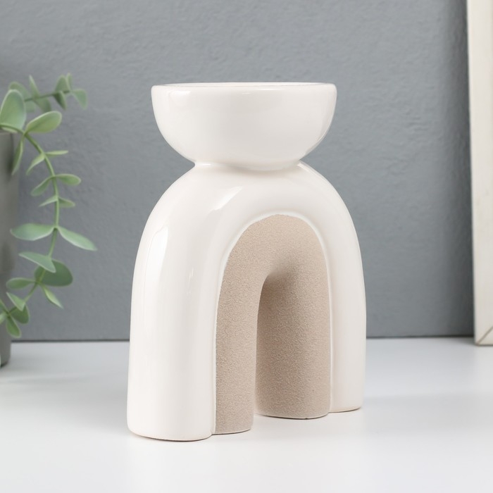 Подсвечник керамика на 1 свечу "Медуза" песочно-белый 11,7х8х15 см