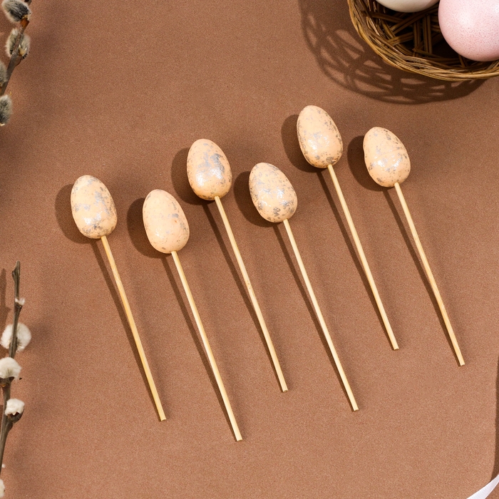 Шпажки &laquo;Яйцо пасхальное&raquo;, цвет оранжевый, набор 6 шт.