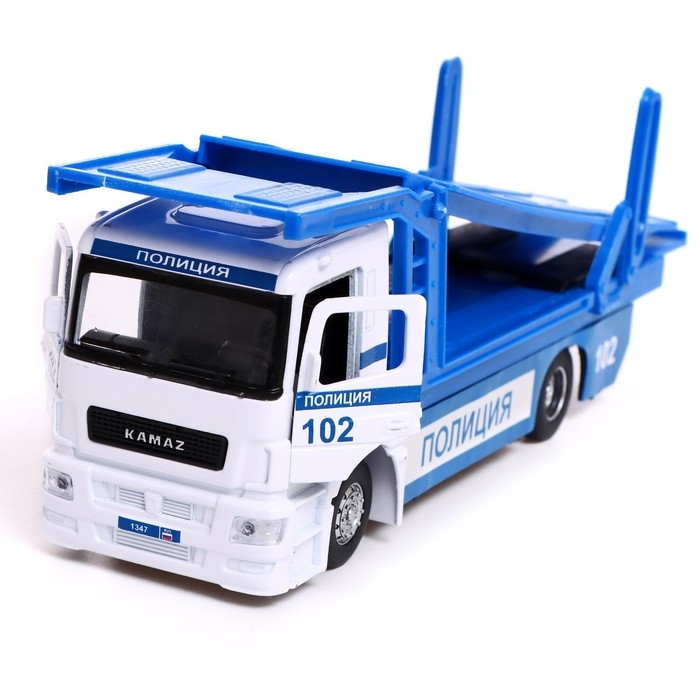 Машина металлическая KAMAZ &laquo;Автовоз полиция&raquo;, 20см, подвижные детали, свет, звук